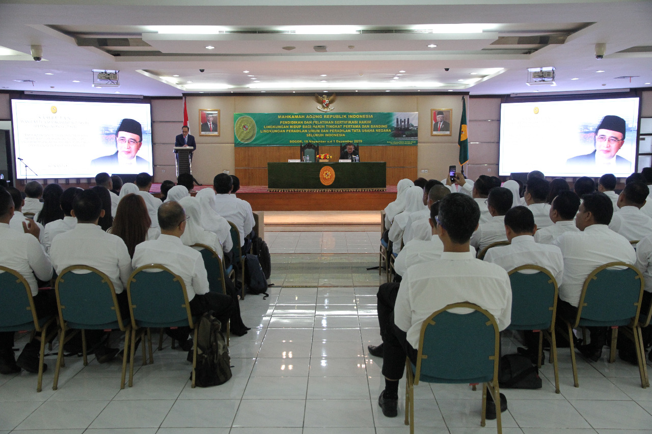 WAKIL KETUA MA BIDANG NON YUDISIAL MEMBUKA ACARA PENDIDIKAN DAN PELATIHAN SERTIFIKASI HAKIM LINGKUNGAN HIDUP