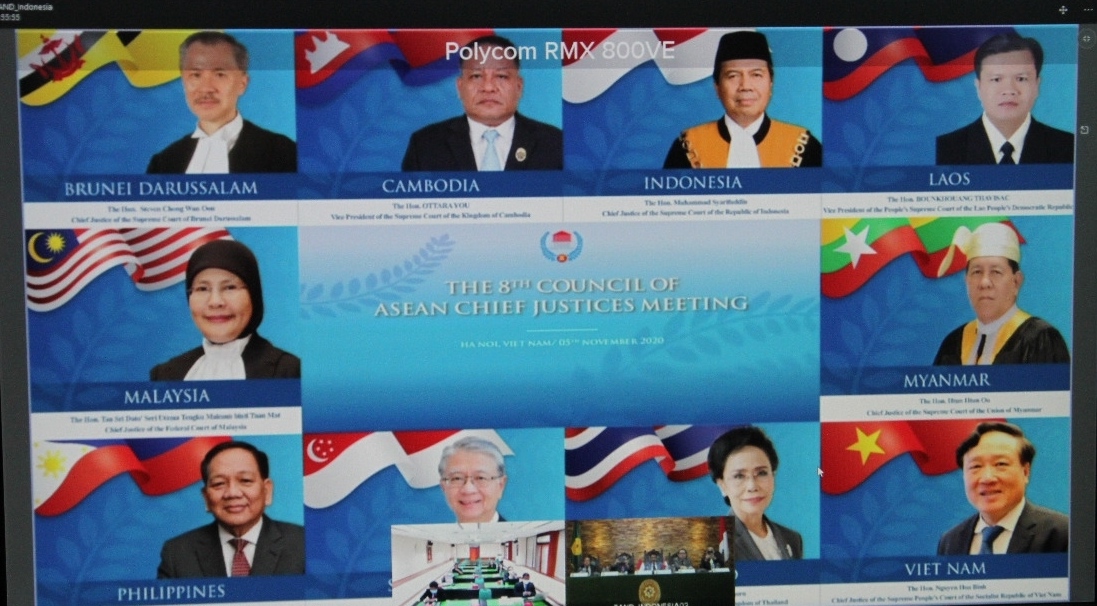 KETUA MAHKAMAH AGUNG RI MENGHADIRI PERTEMUAN COUNCIL OF ASEAN CHIEF JUSTICES KE 8 SECARA VIRTUAL