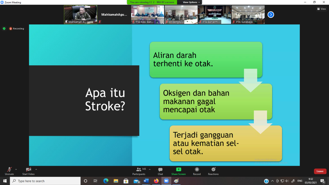 KETUA MAHKAMAH AGUNG MEMBUKA SOSIALISASI KESEHATAN SECARA VIRTUAL